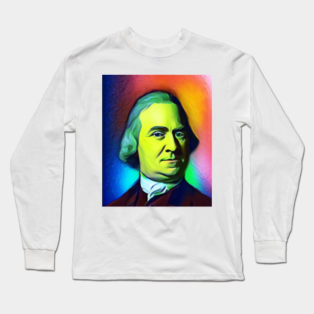 Samuel Adams Colourful Portrait | Samuel Adams Artwork 7 Long Sleeve T-Shirt by JustLit